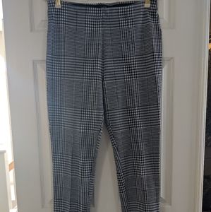 Tahari Gingham Stretch Pants, Size L, Black/White, EUC